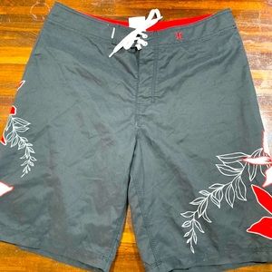 Hurley Black and Red Board Shorts